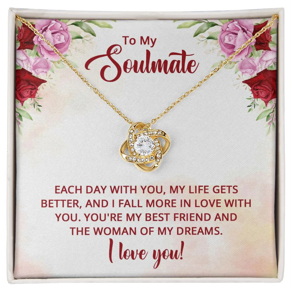 Soulmate You're My Best Infinity Knot Cz Necklace Gold Tone Standard Box
